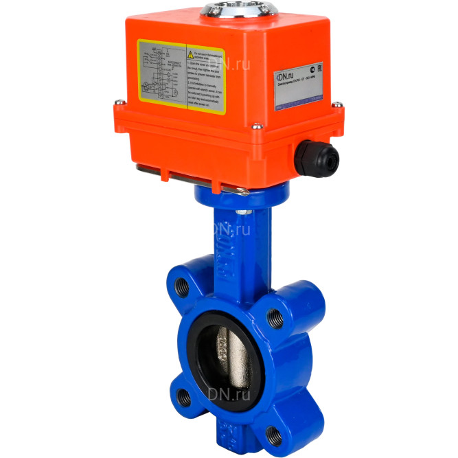 Затвор дисковый поворотный WBV1616E-2W-Fb-H Ду50 Ру16 LUG корпус - чугун QT450, диск - чугун QT450, уплотнение - EPDM, межфланцевый, с электроприводом QT-N-003EM-O1-220VAC-У1 MINI 220В