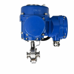 Затвор дисковый поворотный WBV3131S-2W-C-H Ду80 Ру10 кламповый, корпус - пищевая нержавеющая сталь 304, уплотнение - Silicon, с электроприводом QT-N-005M-O2-380VAC-У1 с моментной муфтой и штурвалом