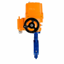 Затвор дисковый поворотный WBV3434Pf-2W-Fb-H Ду125 Ру16 корпус - углеродистая сталь WCB, диск - углеродистая сталь WCB, футерованный PTFE, уплотнение - PTFE, с электроприводом QT-EX-010M-O2-380VAC-У1