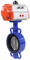 Затвор дисковый поворотный WBV1432E-2W-Fb-H Ду125 Ру16, корпус - чугун GGG50, диск - нержавеющая сталь 316L, уплотнение - EPDM, с пневмоприводом PA-SA-130 с возвратными пружинами
