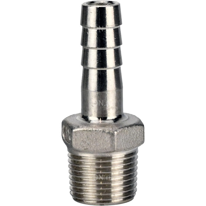 Штуцер елочка BF32-T-1/2-12 1/2″х12мм Ду15 Ру16 шланговый, корпус - нержавеющая сталь AISI 316 (CF8M), присоединение - наружная резьба/штуцер