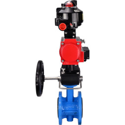 Затвор дисковый поворотный WBV1313E-2W-F-H Ду200 Ру16 фланцевый, корпус - чугун GGG40, диск - чугун GGG40, EPDM, с пневмоприводом PA-DA-140, пневмораспределителем 4M310-08 AC220V, БКВ APL-510N EX, ручным дублером MON2-450-T28-ISO и БПВ AFC2000