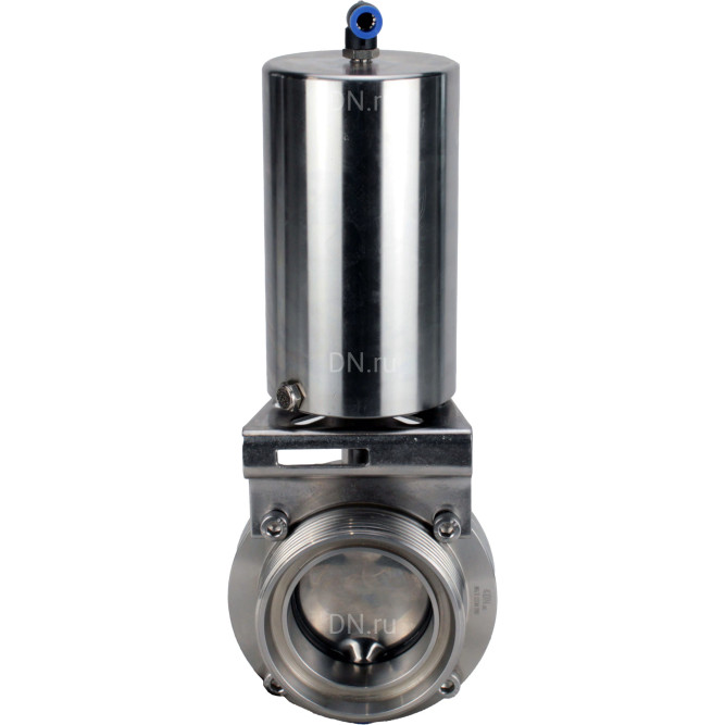 Затвор дисковый поворотный WBV3131E-2W-T-H Ду15 Ру10 резьбовой, пищевая нержавеющая сталь 304, уплотнение – EPDM, с пневмоприводом PA-SA-85 с возвратными пружинами