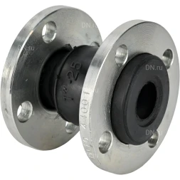 Компенсатор резиновый CR-E25-F Ду25 Ру10, резиновая вставка (корпус) - EPDM, тип присоединения - фланцевый, материал фланцев - сталь углеродистая оцинкованная