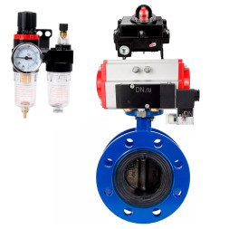 Затвор дисковый поворотный WBV1331E-2W-F-R Ду250 Ру16 фланцевый, корпус - чугун GGG40, диск - нержавеющая сталь 304, EPDM, с пневмоприводом PA-DA-210, пневмораспределителем 4M310-08 DC24V, БКВ APL-410N EX и БПВ AFC2000