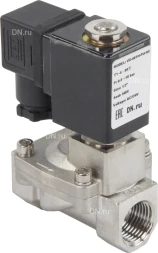 Клапан электромагнитный VS431-NT-NC-220VAC 1/2″ Ду15 Ру16, соленоидный двухходовой, корпус - нержавеющая сталь 304, уплотнение - NBR, резьбовой, нормально-закрытый, пилотный, катушка - 220В
