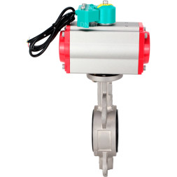 Затвор дисковый поворотный WBV3131E-2W-Fb-H Ду150 Ру16 корпус - нержавеющая сталь 304, диск - нержавеющая сталь 304, уплотнение - EPDM, с пневмоприводом PA-DA-105 и магнитным переключателем ALS200D