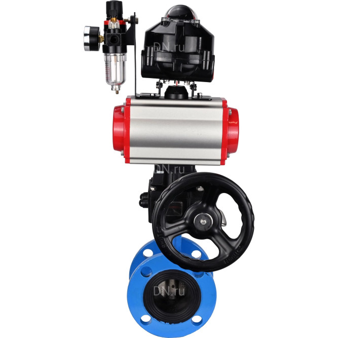 Затвор дисковый поворотный WBV1313E-2W-F-H Ду50 Ру16 фланцевый, корпус - чугун GGG40, диск - чугун GGG40, EPDM, с пневмоприводом PA-DA-105, пневмораспределителем 4M310-08 AC220V, БКВ APL-510N EX, ручным дублером MON1-250-T26-ISO и БПВ AFC2000