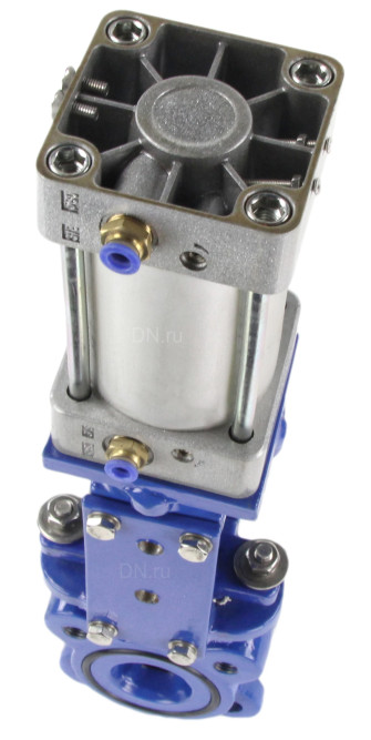 Задвижка шиберная GVKR1331E-2W-Fb-2P Ду50 Ру10 двусторонняя, межфланцевая, шпиндель - выдвижной, корпус - чугун GGG40, шибер - нержавеющая сталь 304, уплотнение - EPDM, с пневмоприводом