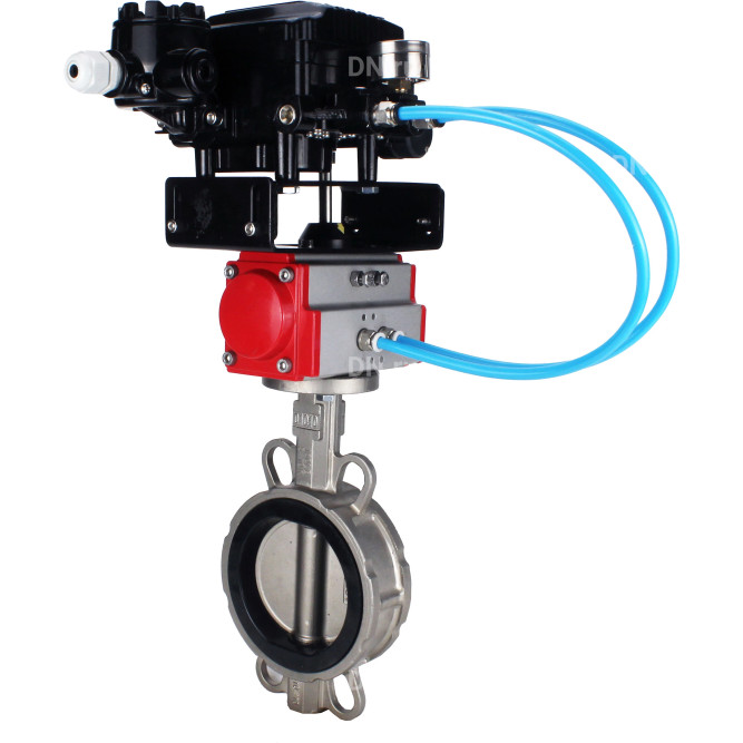 Затвор дисковый поворотный WBV3131N-2W-Fb-H Ду125 Ру16, корпус - нержавеющая сталь 304, диск - нержавеющая сталь 304, уплотнение - NBR, с пневмоприводом PA-DA-105 и позиционером YT-1000RSN без обратной связи