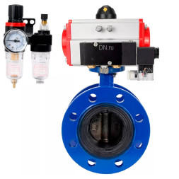 Затвор дисковый поворотный WBV1331E-2W-F-H Ду200 Ру16 фланцевый, корпус - чугун GGG40, диск - нержавеющая сталь 304, уплотнение - EPDM, с пневмоприводом PA-SA-210, пневмораспределителем 4M310-08 DC24V и БПВ AFC2000