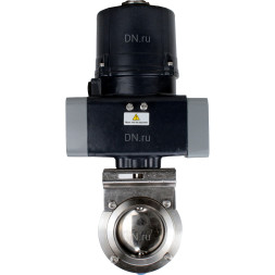 Затвор дисковый поворотный WBV3131S-2W-C-H Ду80 Ру10 кламповый, корпус - пищевая нерж. сталь AISI 304, диск - нерж. сталь AISI 304, уплотнение - Silicon, с электроприводом четвертьоборотным QTSA-N-003EM-O0-220VAC с пружинным возвратом