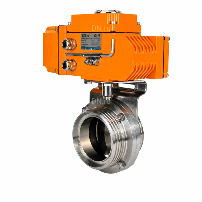 Затвор дисковый поворотный WBV3131E-2W-T-H Ду25 Ру10 резьбовой, корпус - пищевая нержавеющая сталь 304, уплотнение - EPDM, с электроприводом QT-N-005EM-B1-220VAC-У1 c датчиком обратной связи и входным управляющим сигналом 0-10В HARK