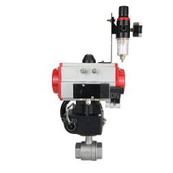 Кран шаровой BV3232P(2pc)-FP-T-ISO-H Ду20 Ру63 полнопроходной двухходовой, нержавеющая сталь SS316, внутренняя резьба, PTFE, с пневмоприводом PA-DA-065, с пневмораспределителем 4M310-08 DC24V, с ручным дублером MON1-250-T26-ISO, с БПВ AFC2000