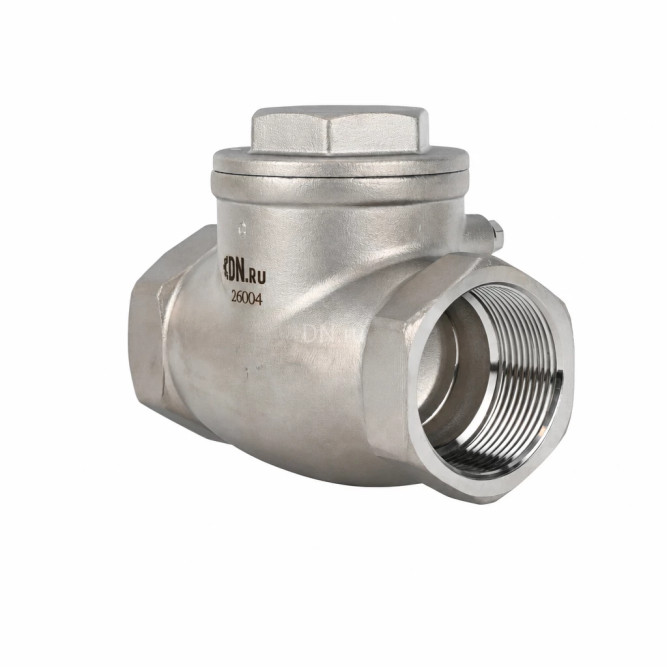 Клапан обратный VCT3131-T 1 1/2 Ду40 Ру16 ZGY резьбовой, поворотный, корпус - нержавеющая сталь CF8/AISI 304, диск - нержавеющая сталь CF8/AISI 304, уплотнение - PTFE