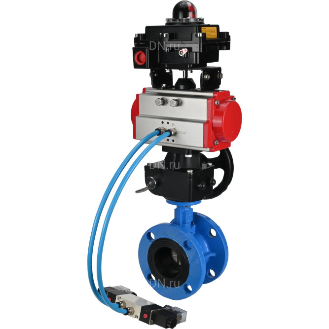 Затвор дисковый поворотный WBV1313E-2W-F-H Ду50 Ру16 фланцевый, корпус - чугун GGG40, диск - чугун GGG40, EPDM, с пневмоприводом PA-DA-105, пневмораспределителем 4V320-08 AC220V, БКВ APL-410N EX и ручным дублером MON1-250-T26-ISO