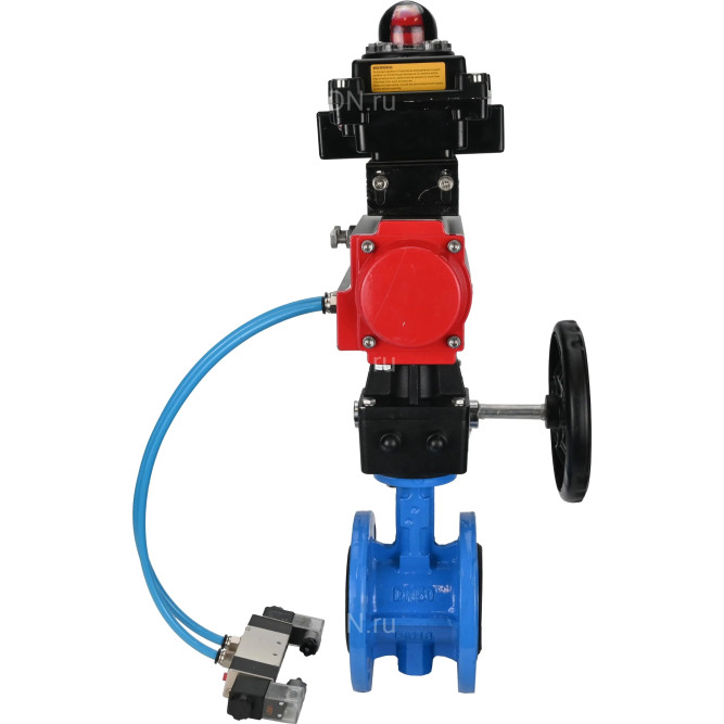 Затвор дисковый поворотный WBV1313E-2W-F-H Ду50 Ру16 фланцевый, корпус - чугун GGG40, диск - чугун GGG40, EPDM, с пневмоприводом PA-DA-105, пневмораспределителем 4V320-08 AC220V, БКВ APL-410N EX и ручным дублером MON1-250-T26-ISO