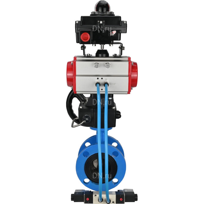 Затвор дисковый поворотный WBV1313E-2W-F-H Ду50 Ру16 фланцевый, корпус - чугун GGG40, диск - чугун GGG40, EPDM, с пневмоприводом PA-DA-105, пневмораспределителем 4V320-08 AC220V, БКВ APL-410N EX и ручным дублером MON1-250-T26-ISO
