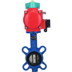 Затвор дисковый поворотный WBV1413E-2W-Fb-H Ду50 Ру16, корпус - чугун GGG50, диск - чугун GGG40, уплотнение - EPDM, с пневмоприводом PA-SA-083, пневмораспределителем 4M310-08 24В NAMUR и магнитным переключателем ALS200D