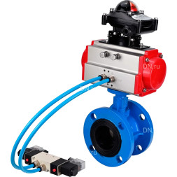 Затвор дисковый поворотный WBV1313E-2W-F-H Ду200 Ру16, корпус - чугун GGG40, диск - чугун GGG40, уплотнение - EPDM, с пневмоприводом PA-DA-140, пневмораспределителем 4M320-08 AC220V и БКВ APL-210N