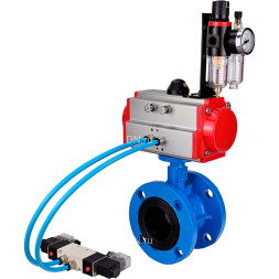 Затвор дисковый поворотный WBV1313E-2W-F-H Ду65 Ру16, корпус - чугун GGG40, диск - чугун GGG40, уплотнение - EPDM, с пневмоприводом PA-DA-105, пневмораспределителем 4M320-10 AC220V и БПВ AFC2000