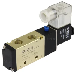 Пневмораспределитель 4V210-08 DC24V 1/4″ моностабильный, пятиканальный, для шиберных задвижек с пневмоцилиндром