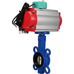 Затвор дисковый поворотный WBV1413E-2W-Fb-H Ду80 Ру16, корпус - чугун GGG50, диск - чугун GGG40, уплотнение - EPDM, с пневмоприводом PA-SA-083, пневмораспределителем 4M310-08 24В NAMUR и магнитным переключателем ALS200D