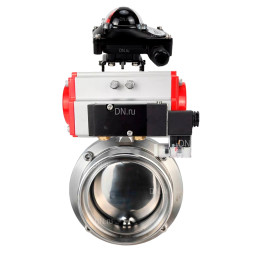 Затвор дисковый поворотный WBV3131E-2W-T-H Ду80 Ру10 резьбовой, пищевая нержавеющая сталь 304, уплотнение – EPDM, с пневмоприводом PA-DA-052, пневмораспределителем 4M310-08 AC220V и БКВ APL-210N