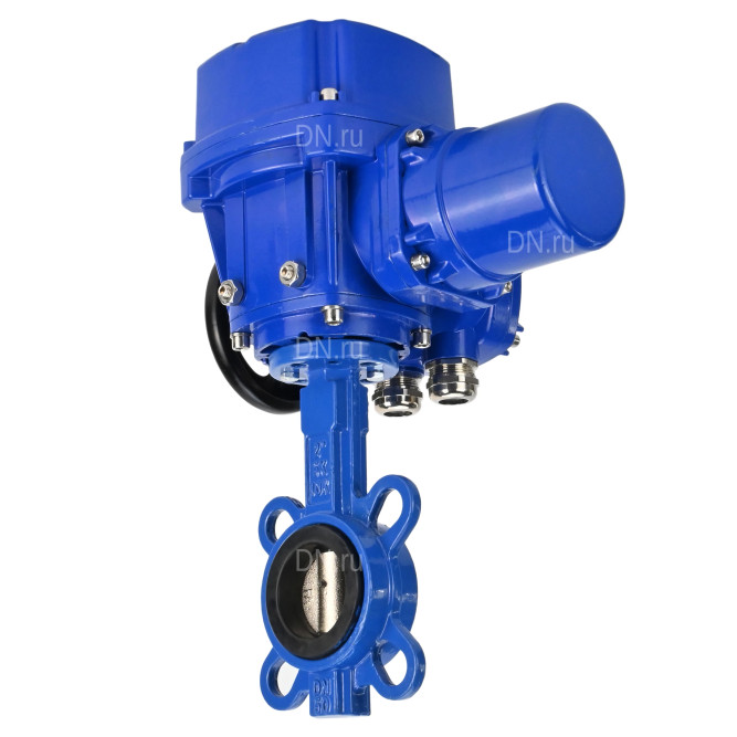 Затвор дисковый поворотный WBV1432N-2W-Fb-H Ду250 Ру16, корпус - чугун GGG50, диск - нержавеющая сталь 316L, уплотнение - NBR, с электроприводом QT-N-040M-O2-380VAC-У1