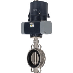 Затвор дисковый поворотный WBV3232E-2W-Fb-H Ду65 Ру16, корпус - нержавеющая сталь 316L, диск - нержавеющая сталь 316L, уплотнение - EPDM, с электроприводом QTSA-N-005EM-O0-220VAC с пружинным возвратом