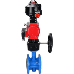 Затвор дисковый поворотный WBV1313E-2W-F-H Ду150 Ру16 фланцевый, корпус - чугун GGG40, диск - чугун GGG40, EPDM, с пневмоприводом PA-DA-130, пневмораспределителем 4M310-08 AC220V, БКВ APL-510N EX и ручным дублером MON1-250-T26-ISO