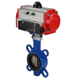 Затвор дисковый поворотный WBV1132N-2W-Fb-H Ду40 Ру16, корпус - чугун GG25, диск - нержавеющая сталь 316L, уплотнение - NBR, с пневмоприводом PA-DA-052 двойного действия, пневмораспределителем 4M310-08 DC24V