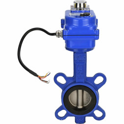 Затвор дисковый поворотный WBV1432E-2W-Fb-H Ду40 Ру16, корпус - чугун GGG50, диск - нержавеющая сталь 316L, уплотнение - EPDM, с электроприводом QT-N-003EM-O1-12VDC-У1 blue 12В