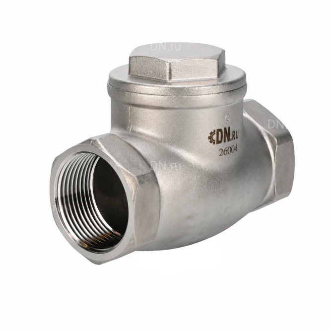 Клапан обратный VCT3232-T 2 1/2 Ду65 Ру16 ZGY резьбовой, поворотный, корпус - нержавеющая сталь CF8М/AISI 316, диск - нержавеющая сталь CF8М/AISI 316, уплотнение - PTFE