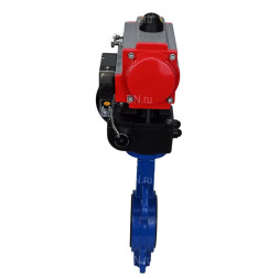Затвор дисковый поворотный WBV1432N-2W-Fb-H Ду150 Ру16, корпус - чугун GGG50, диск - нержавеющая сталь 316L, уплотнение - NBR, с пневмоприводом PA-DA-105, пневмораспределителем 4M310-08 AC220V и ручным дублером MON3-700-T38-ISO