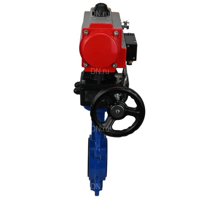 Затвор дисковый поворотный WBV1432N-2W-Fb-H Ду150 Ру16, корпус - чугун GGG50, диск - нержавеющая сталь 316L, уплотнение - NBR, с пневмоприводом PA-DA-105, пневмораспределителем 4M310-08 AC220V и ручным дублером MON3-700-T38-ISO