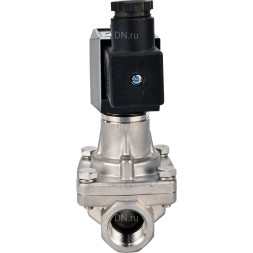 Клапан электромагнитный VS731-PT-NC-220VAC 3/4″ Ду20 Ру10 соленоидный двухходовой, корпус - нержавеющая сталь 304, уплотнение - PTFE, внутренняя резьба, прямого действия, нормально закрытый, с нулевым перепадом давления, катушка - 220В