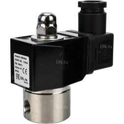Клапан электромагнитный VS331-NT-NC-24VDC 1/4″ Ду8 Ру10, соленоидный двухходовой, корпус - нержавеющая сталь 304, уплотнение - NBR, резьбовой, нормально-закрытый, прямого действия, катушка - 24В