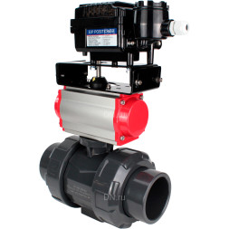 Кран шаровой BV4242E-FP-GRM-ISO Дн65 Ру10 полнопроходной, корпус - НПВХ, шар - НПВХ, уплотнение - EPDM, с пневмоприводом PA-DA-065 и пневмопозиционером YT-1000RSN без обратной связи