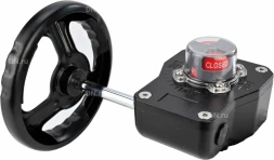 Редуктор четвертьоборотный HGB RQN4-1200Z с индикатором положения, корпус - алюминий, штурвал - 300 мм, квадрат штока 27х27, F10/F14