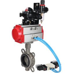 Затвор дисковый поворотный WBV3131E-2W-Fb-H Ду150 Ру16 межфланц., корпус - нержавеющая сталь 304, диск - нержавеющая сталь 304, уплотнение - EPDM, с пн.приводом PA-SA-160, пн.распределителем 4M320-08 AC220V, БКВ APL-210N, БПВ AFC2000