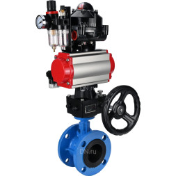 Затвор дисковый поворотный WBV1313E-2W-F-H Ду125 Ру16 фланцевый, корпус - чугун GGG40, диск - чугун GGG40, EPDM, с пневмоприводом PA-DA-130, пневмораспределителем 4M310-08 DC24V, БКВ APL-510N EX, ручным дублером MON1-250-T26-ISO и БПВ AFC2000
