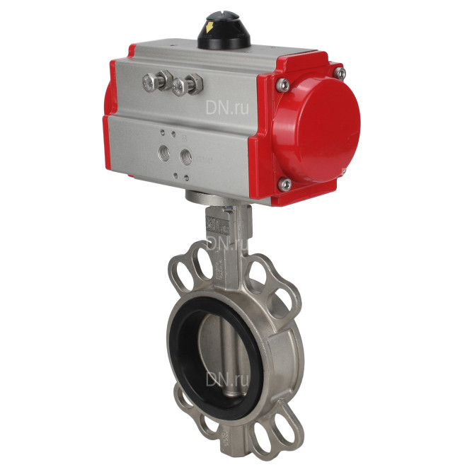 Затвор дисковый поворотный WBV3131E-2W-Fb-H Ду65 Ру16, корпус - нержавеющая сталь 304, диск - нержавеющая сталь 304, уплотнение - EPDM, с пневмоприводом PA-DA-065 двойного действия