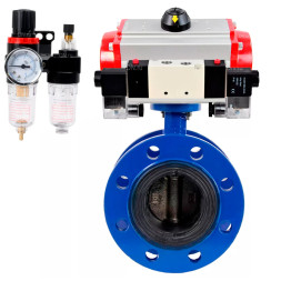 Затвор дисковый поворотный WBV1331E-2W-F-R Ду300 Ру16 фланцевый, корпус - чугун GGG40, диск - нержавеющая сталь 304, уплотнение - EPDM, с пневмоприводом PA-DA-210, пневмораспределителем 4V320-08 AC220V и БПВ AFC2000