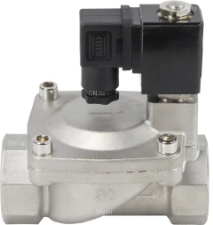 Клапан электромагнитный VS431-VT-NC-220VAC 1 1/4″ Ду32 Ру16, соленоидный двухходовой, корпус - нержавеющая сталь 304, уплотнение - Viton, резьбовой, нормально-закрытый, пилотный, катушка - 220В