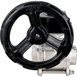 Кран шаровой BV3232P(3pc)-FP-W-ISO-H Ду15 Ру63 полнопроходной двухходовой, нержавеющая сталь SS316, под приварку, уплотнение - PTFE, с ISO фланцем и редуктором HAM RQN1-180Z-T40