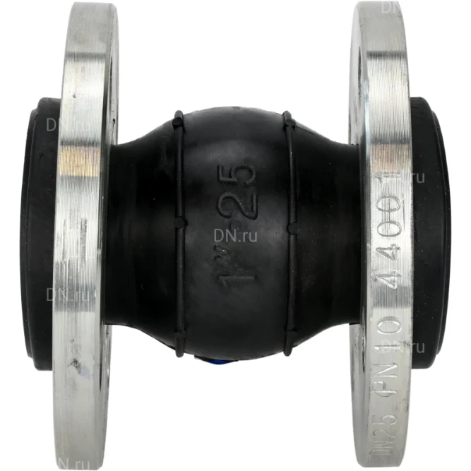 Компенсатор резиновый CR-E25-F Ду25 Ру16, резиновая вставка (корпус) - EPDM, тип присоединения - фланцевый, материал фланцев - сталь углеродистая оцинкованная