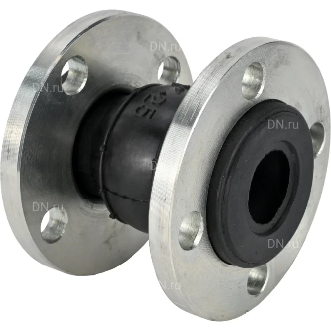 Компенсатор резиновый CR-E25-F Ду25 Ру16, резиновая вставка (корпус) - EPDM, тип присоединения - фланцевый, материал фланцев - сталь углеродистая оцинкованная