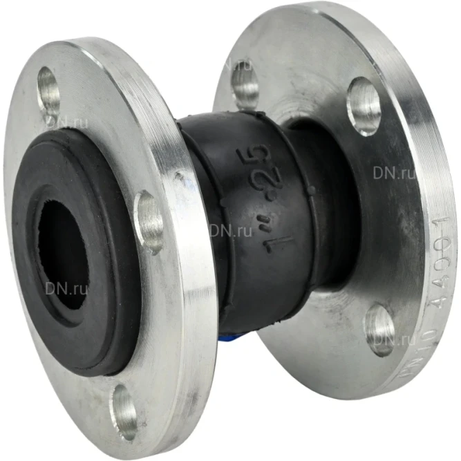 Компенсатор резиновый CR-E25-F Ду25 Ру16, резиновая вставка (корпус) - EPDM, тип присоединения - фланцевый, материал фланцев - сталь углеродистая оцинкованная