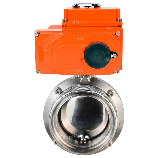 Затвор дисковый поворотный WBV3131S-2W-T-H Ду32 Ру10 резьбовой, корпус - пищевая нержавеющая сталь 304, уплотнение - Silicon, с электроприводом QT-N-005EM-O1-380VAC-У1 380В HARK